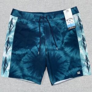 Billabong Board Shorts Men's 36x9 Blue Tie Dye Recycler D BAH Pro Unlined NWT